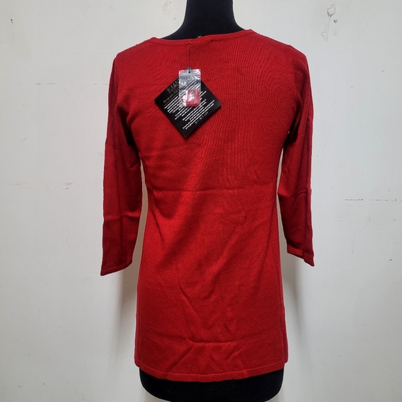 NEW! IMAN Jeweled Embellished "Touch of Cashmere" Sweater Tunic, Red - Picture 5 of 9